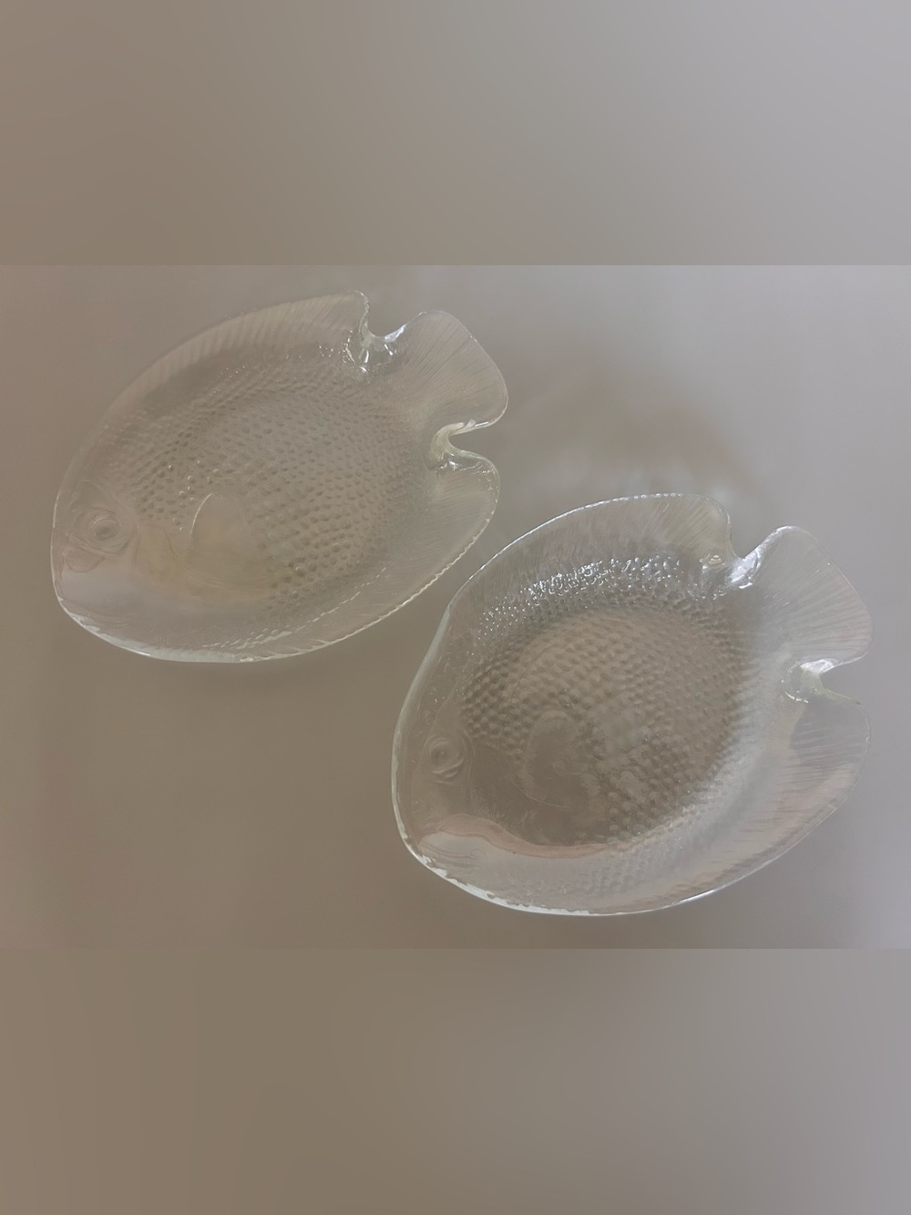 2 Arcoroc Glass Fish Dessert Plates France Vintage Poisson 6.5in Coastal